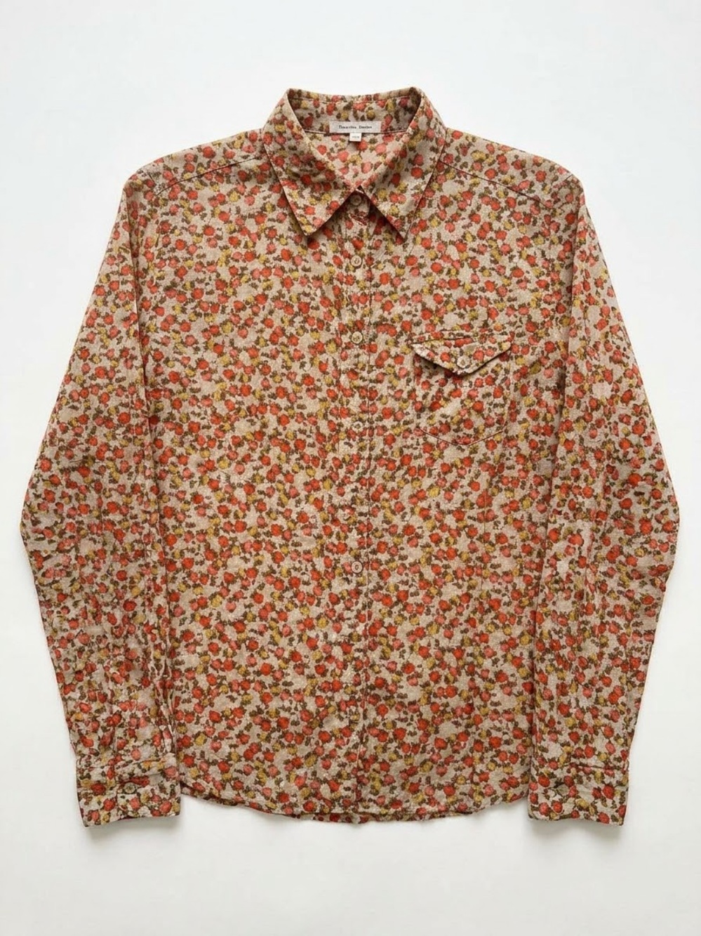 Fruit Button-Front Shirt - Beige/Orange